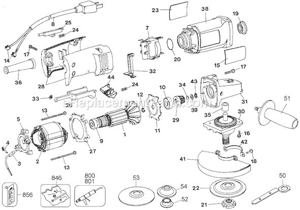 Page A Diagram and Parts List for BD7000 Type 1 Black and Decker Angle Grinder